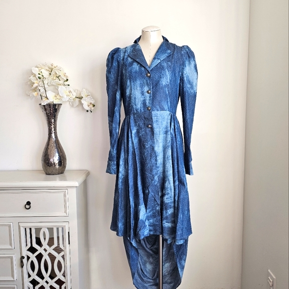 For Her NYC Goth Coquette Grunge Romantic Dress Wash Blue "The Takeover" Size M - Picture 5 of 15